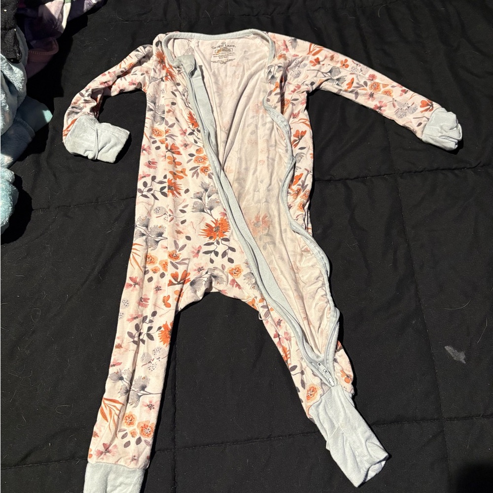 Caden Lane Floral Zippered Baby Outfit
